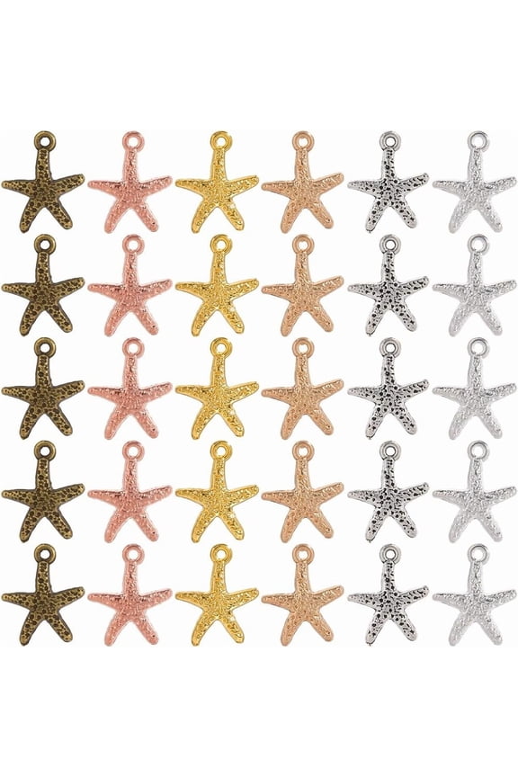 1 Box 120Pcs Starfish Charms Star Fish Charms Bulk Beach Hawaii Boho Summer Ocean Pendants DIY