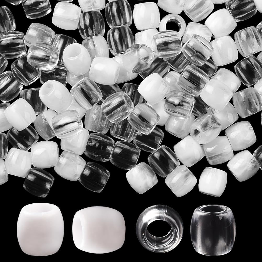 1 Box 120Pcs White Braid Beads Dreadlock Braid Beads Plastic Clear ...