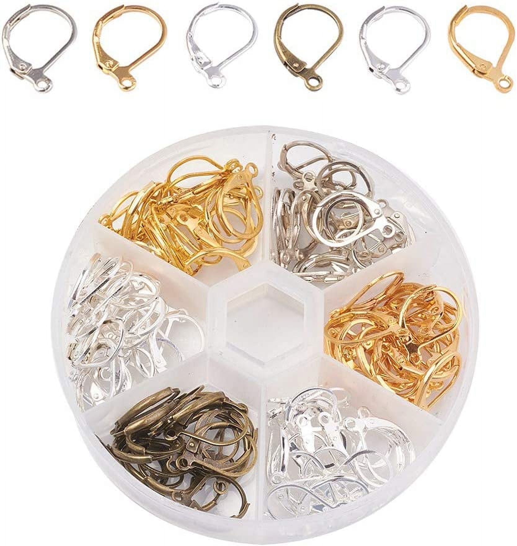 1 Box (120pcs) Brass Leverback Earring Findings Jewelry Making Silver \u0026  Platinum \u0026 Golden \u0026 Antique Bronze (10x15mm) - Walmart.com, image size:1668x1762