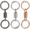 thumbnail image 1 of 1 Box 12Pcs 3 Colors Spring Double Ring Keychain Metal Key Chain Clasps Bulk Gold Silver Black Zinc Alloy Nordic Retro Detachable Holder Clip Clasp for DIY Various Keys Keychains Accessories, 1 of 6