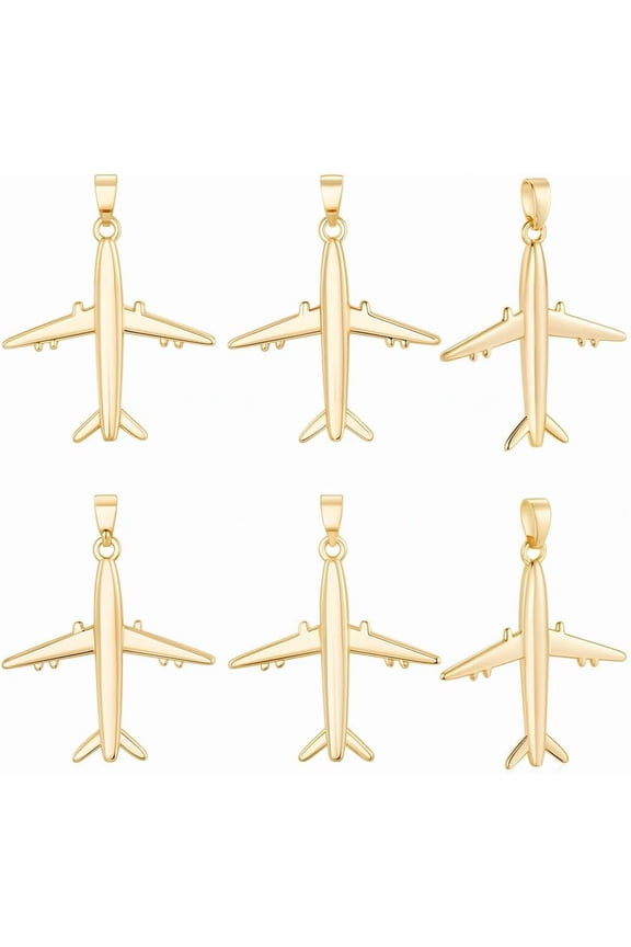 1 Box 12Pcs Airplane Charms 18K Gold Plated Brass Plane Aircraft Airliner Charm for Jewelry Making DIY Crafts Dangle Pendant Necklace
