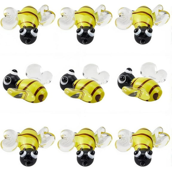 1 Box 12Pcs Bee Beads Bulk Handmade Lampwork Glass Beads Cute Bumble Bee Honeybee Yellow 3D Tiny Insects Glaze Loose Spacers
