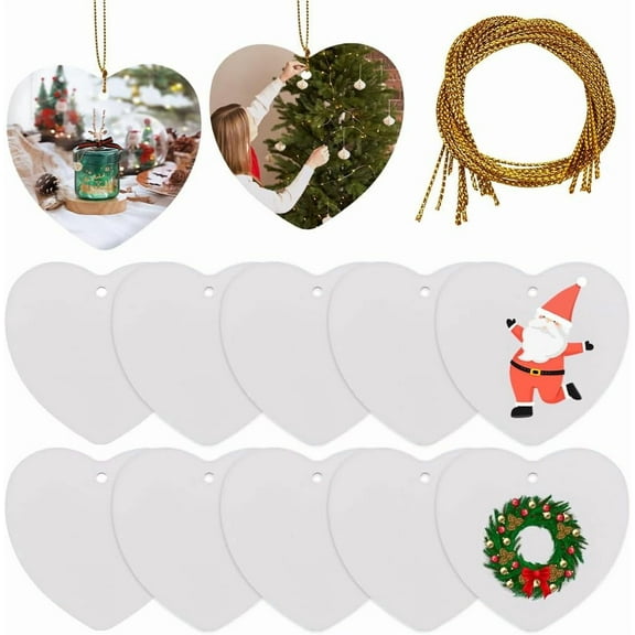 1 Box 12Pcs Ceramic Heart Ornaments Ceramic Heart Ornaments White Two Side Frosted Personalized Hanging Disc to Paint DIY Porcelain Decorations for Home Outdoor Christmas Valentines Wedding diy