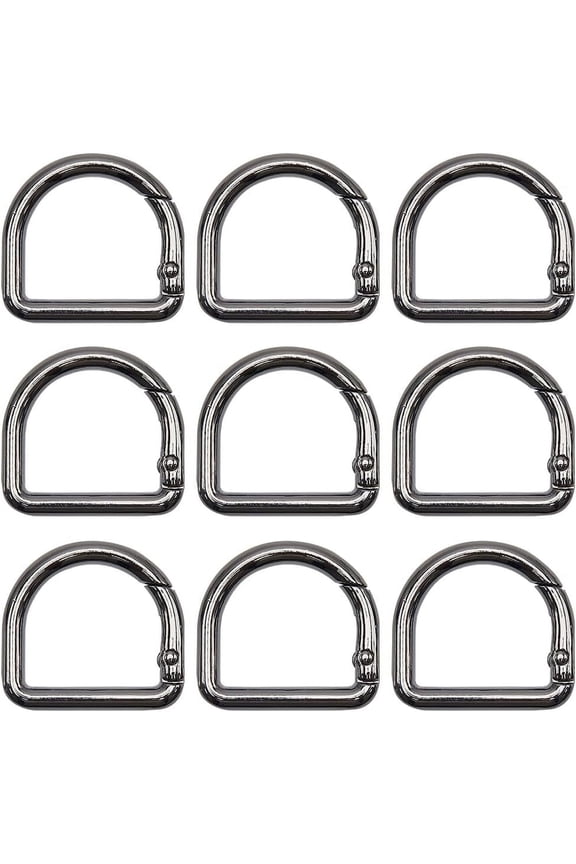 1 Box 12Pcs D Ring Spring Clip Black Metal Alloy Key Hooks Keyring Fasteners Locking Carabiner Trigger Snap C Gold