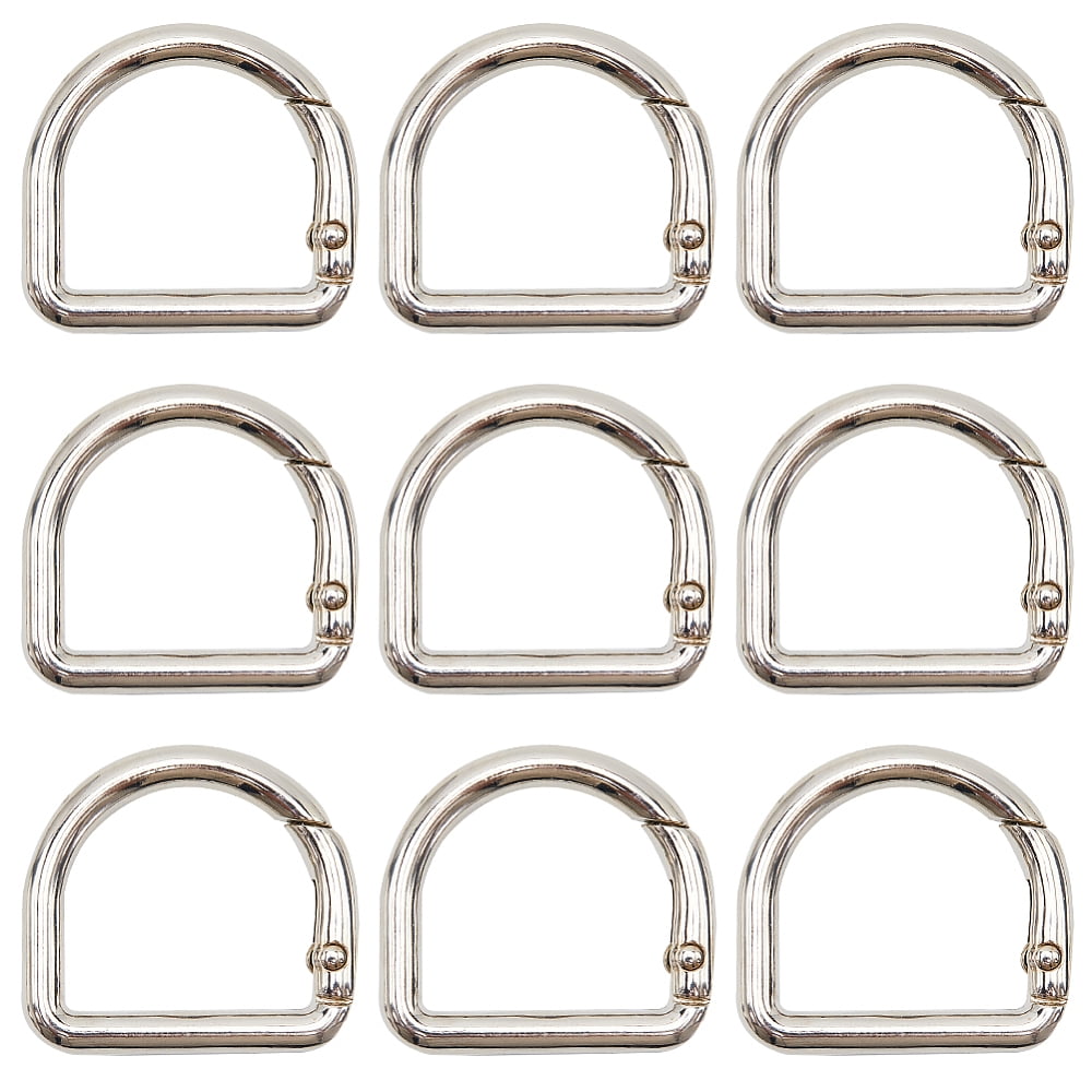 1 Box 12Pcs D Ring Spring Clip Black Metal Alloy Key Hooks Keyring ...
