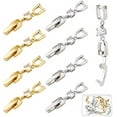 thumbnail image 1 of 1 Box 12Pcs Fold Over Necklace Extender Connector Bracelet Rhinestone Extender Clasp Extension Brass Fold Over Clasps for Jewelry Making Crystal Clasp Converter Anklets Golden Platinum, 1 of 9
