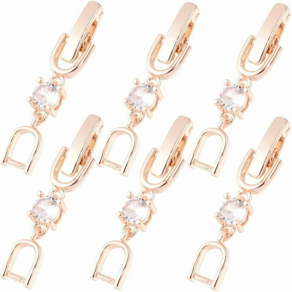 1 Box 12Pcs Fold Over Clasps Rose Gold Plated Bracelet Necklace Clasp Cubic Zirconia Rectangle Extender for Jewelry Making DIY Crafts