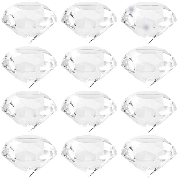 1 Box 12Pcs Glass Diamond Crystals Clear Glass Vase Fillers 30mm Transparent K9 Ice Gemstones Diamonds Display Vase Rocks Centerpiece for Table
