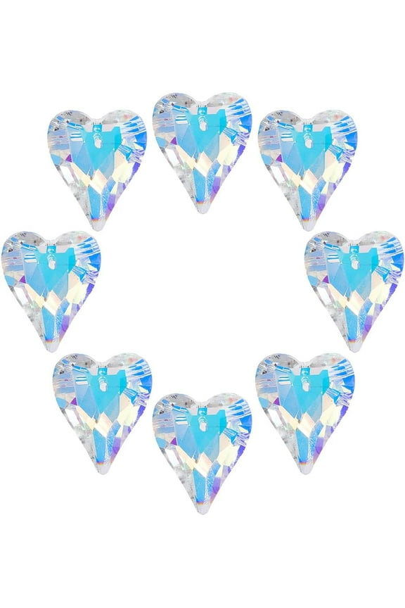 1 Box 12Pcs Glass Prism Heart Suncatcher Hanging AB Color 1 x 0.85 Inch Faceted Rainbow Maker Sun Catcher Small Pendants Charms for Garden Home Window Wedding Christmas DIY Decoration