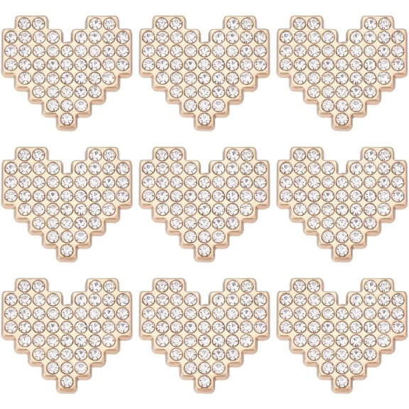 1 Box 12Pcs Gold Rhinestone Buttons Alloy Love Heart Shape Embellishments Sew on Clothing Shank Buttons for Skirts Jewelry Making Wedding Dress DIY Decor Clothes Bag Shoes Crafts
