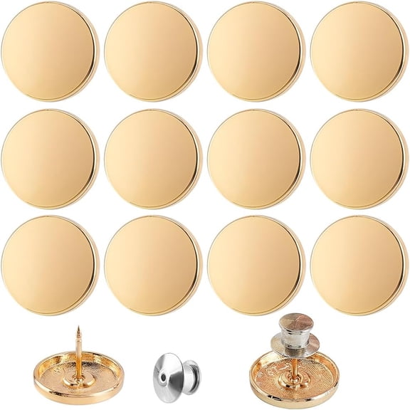 1 Box 12Pcs Jean Button Pins 18mm/0.7inch Gold Metal Loose Pants No Sew Instant Replacement Buttons Decorative Reusable Adjustable Pant Waist