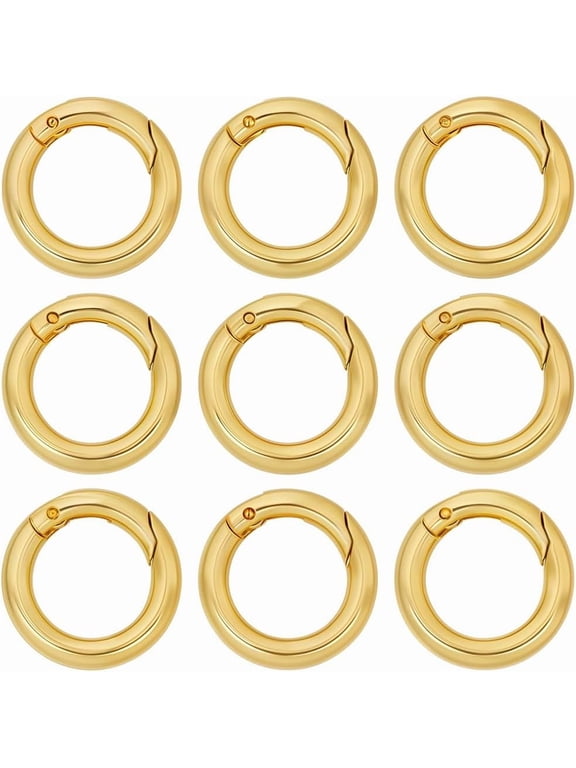 1 Box 12Pcs Real 18K Gold Plated Spring O Rings Round Snap Hook Carabiner Brass 20mm Circle Trigger Gate Ring Keyring Buckle Clasps for Purse Jewelry Bags Lanyard Keychain Supplies DIY Craft Gold DIY