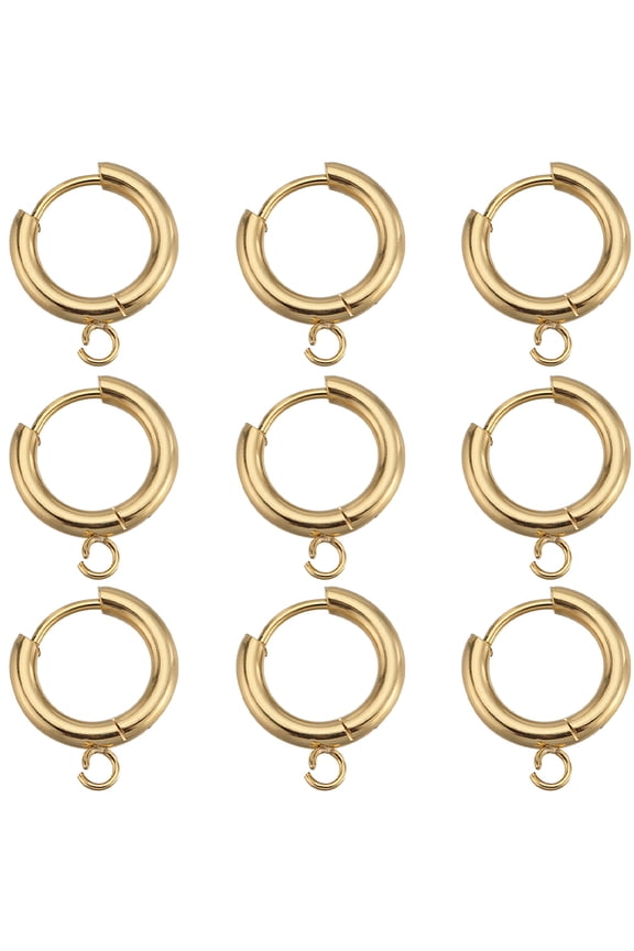 1 Box 12Pcs Real 24K Gold Plated Earring Hooks French Leverback Earring Hooks Fish Hook Earwires Stainless Steel Round Lever Backs Earrings Hooks