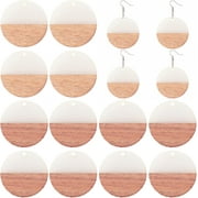 SFTD 1Box 10pcs Resin Wooden Earring Pendants Flat Round Vintage Resin Wood Statement Jewelry Findings for Necklace and Earring