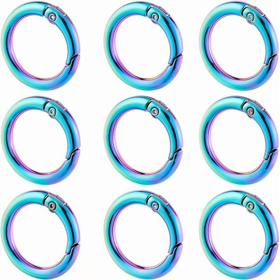 1 Box 12Pcs Round Carabiner Clips Trigger Spring O Rings Purse Ring Clip Metal Spring O Ring Split Rings Spring Gate Rings Clasps