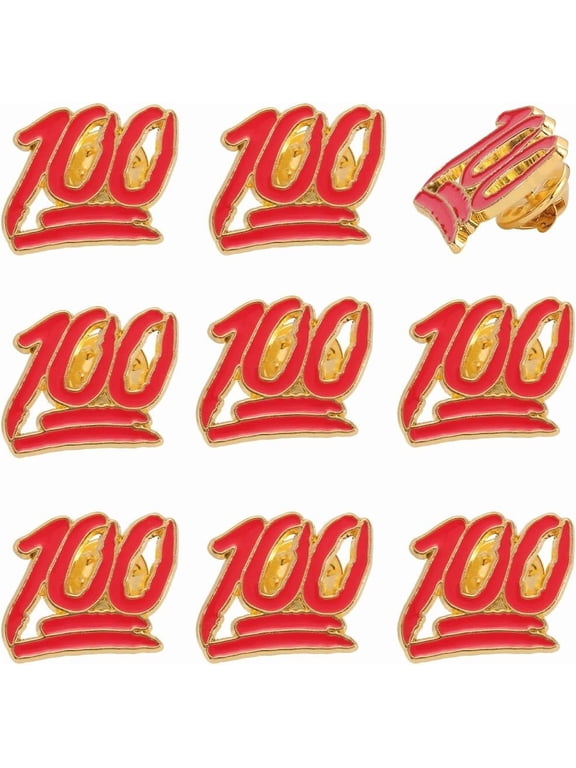 1 Box 12Pcs School Enamel Pin Teacher Appreciation Pins Red Gold Metal Alloy Graduation Back to School One Hundred Student Employee Lapel Brooches