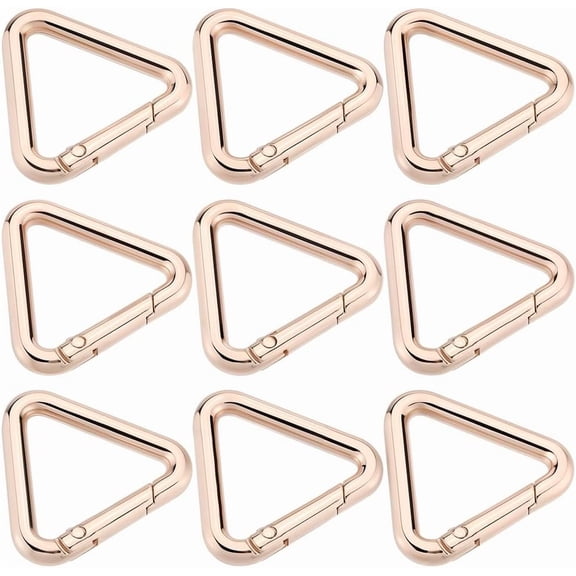 1 Box 12Pcs Triangle Spring Key Rings Gold Purse Ring Clips Metal Trigger Snap Hook Carabiner Buckle Clip Clasps Gate Key Rings Bulk for DIY