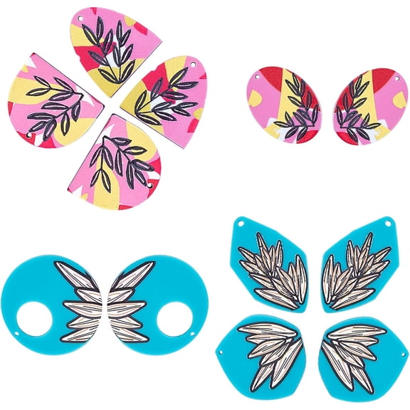 1 Box 12pcs Cellulose Acetate Resin 3D Printed Geometric Shape Earring Charms Accessories for DIY Jewelry Making Craft Supplies Pendants with Hole Round 1.6mm(o.06inch)