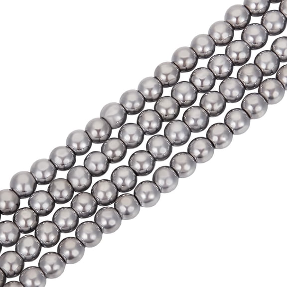 1 Box 130Pcs Silver Natural Hematite Beads Bulk 6mm Platinum Plated Gemstone Round Smooth Loose Stone Spacer Bead