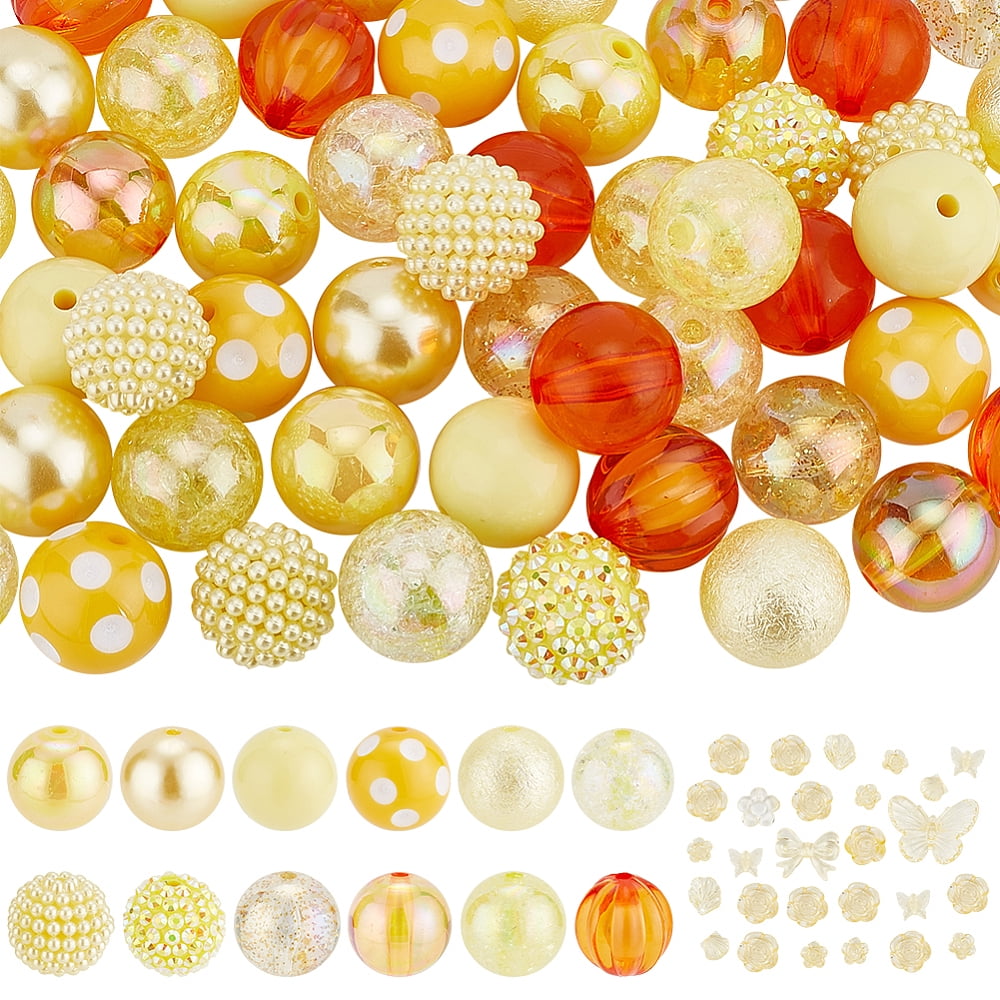 1 Box 14 Style Mixed Style Acrylic Beads Sets Round & Flower ...