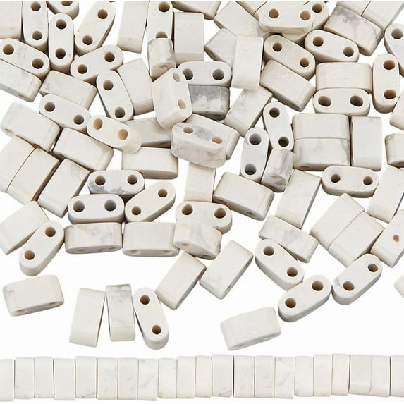 1 Box 140pcs 2 Hole Seed Beads Beads Bulk Rectangle Square Japanese White Howlite Gemstones Double Holes Seed Loose Spacer Bead For Jewelry Making Women Adults Bracelets Diy Accessories Colorful DIY