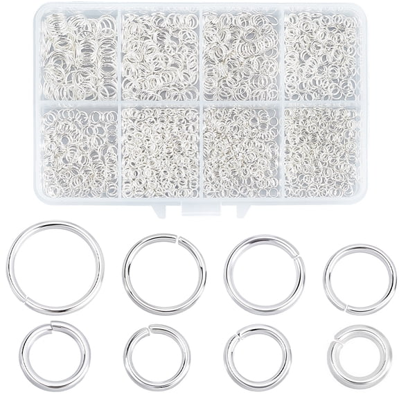 1 Box 1450Pcs Silver Open Jump Rings 4/5/6/8mm Silver Plated Stainless Steel Small Necklace Jewelry Clasp O Ring Open Connector Closures