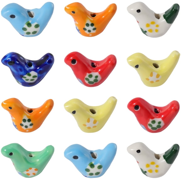1 Box 14Pcs 7 Colors Ceramic Pigeon Beads Bird Beads Bulk Colorful Floral Printed Dove 3D Pigeon Shaped Porcelain Birds Animal Loose Spacers DIY