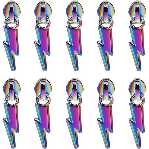 1 Box 14Pcs Lightning Rainbow Zipper Pulls #5 Alloy Zipper Slider Coloful Zipper Head Replacement Metal Slider Pull Tab for DIY Purse Handbag Making Craft Sewing DIY Tailor Luggages Bags