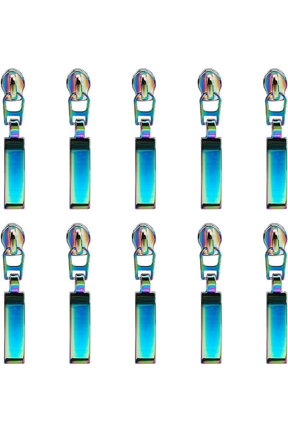 1 Box 14Pcs Rectangle Rainbow Zipper Pulls Replacement Alloy Zipper Head Metal Zipper Sliders Charms Zipper Pull Tabs Zipper Repair Kit for Purse Bags Making Craft Sewing DIY Tailor for DIY