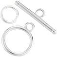 thumbnail image 1 of 1 Box 15 Sets Toggle Clasps 925 Sterling Silver Plated Brass Jewellery Clasps Connectors Round Ring Toggle T Bar Sets with 15Pcs Open Jump Rings for Necklace Bracelet Earring Making, 1 of 6