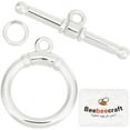 thumbnail image 1 of 1 Box 15 Sets Toggle Clasps 925 Sterling Silver Plated T Bar Ring Connector OT Clasps with Open Jump Rings for Jewelry Making Necklace Bracelet Silver, 1 of 6