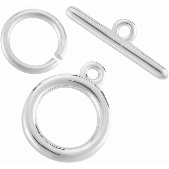 1 Box 15 Sets Toggle Clasps for Jewelry Making 925 Sterling Silver Plated Brass Toggle Clasps Connectors Metal Bar and Snap Ring with Open Rings DIY