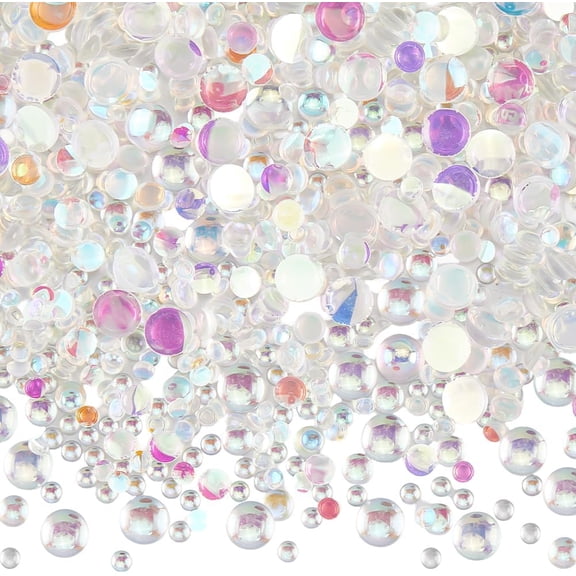 1 Box 1500pcs 3 Styles 2.5 to 6mm Flatback Resin Pearls Flat Back Pearl Ab Colors Mini Small Transparent No Hole Semi Circle Micro Nail Arts Bead for Shoes Clothes Photo Frame DIY