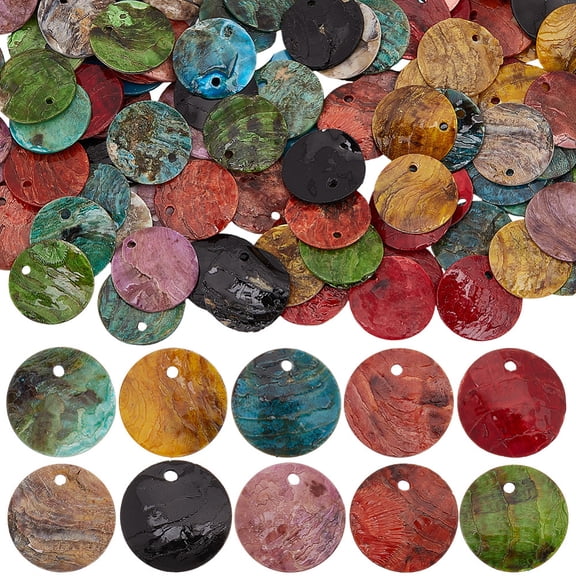 1 Box 150PCS Natural Flat Round Shell Beads with Holes Mixed Color Assorted Dyed Disc Spacer Loose Shells Bead Charms Bulk DIY