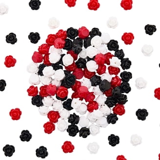 50 x 6mm Aluminium Metal Flower Beads Black Pink Red Green 50 x 6mm Aluminium Metal Flower Beads Black Pink Red Green
