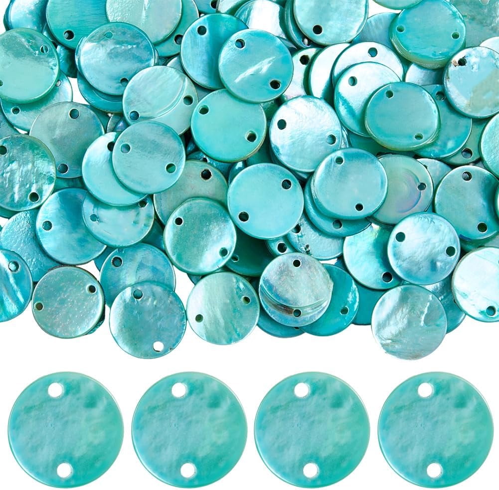Shell Disc Tops 1 Box 150Pcs Shell Disc Beads Capiz Shell Charms 13mm Flat Round with 2 ...