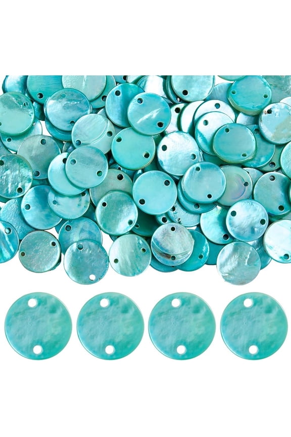 1 Box 150Pcs Shell Disc Beads Capiz Shell Charms 13mm Flat Round with 2 Holes Green Natural Seashell Ocean Connector Charms