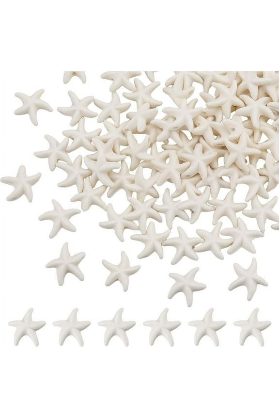 1 Box 150Pcs Starfish Beads Boho Style Pure White Turquoise Starfish Animal Beads Bulk Summer Sea Ocean Starfish Charms Loose Spacer Star Beads for Jewelry Making Beading Kits