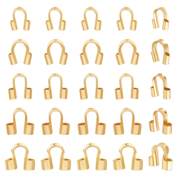 1 Box 150Pcs Wire Guardian 5 Sizes U Shape Wire Guard Loops 18K Gold Plated Stainless Steel Thread Protector for Jewelry Making