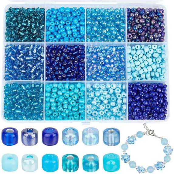 1 Box 156G Bracelet Seed Beads 4mm 6/0 Seed Beads Bulk Seed Bead Small Glass Bead Blue Pony Beads Glass Seed Beads Spacer Loose Beads for Jewelry Making DIY Earrings Bracelets Necklace