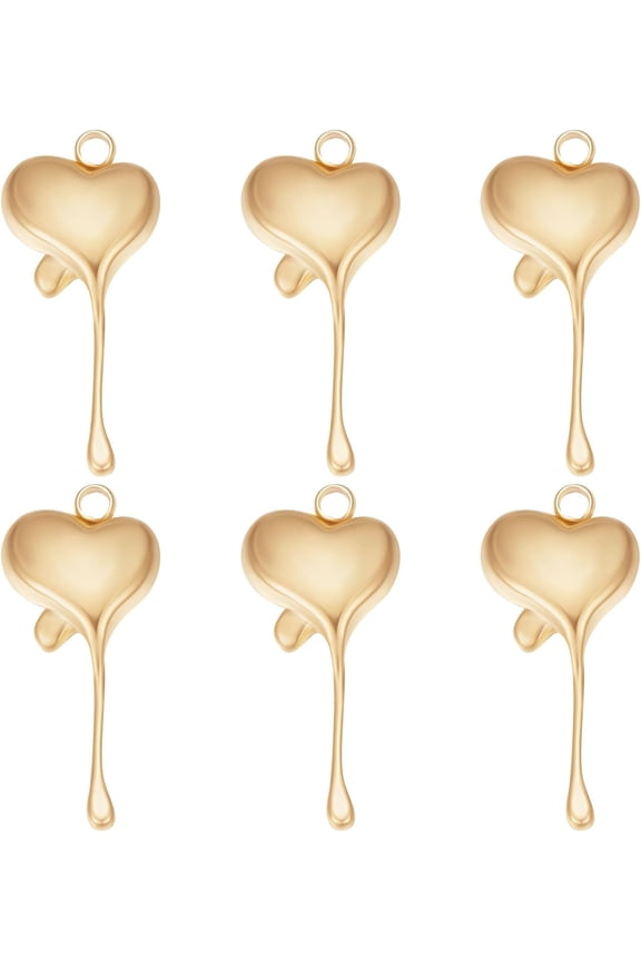 1 Box 15Pcs Melting Heart Charms 18K Gold Plated Love Heart Pendants for Jewelry Earring Bracelet Necklace Making DIY Crafts