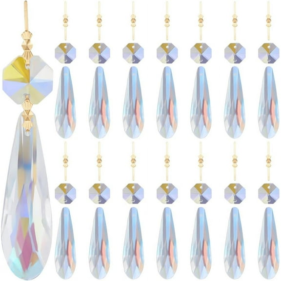 1 Box 15pcs 50mm Chandelier Drops Chandelier Replacement Crystals Clear Glass Icicle Drop Pendant Hanging Chain Ornaments Kit for Bead Room Dining Room Home Wedding Decoration