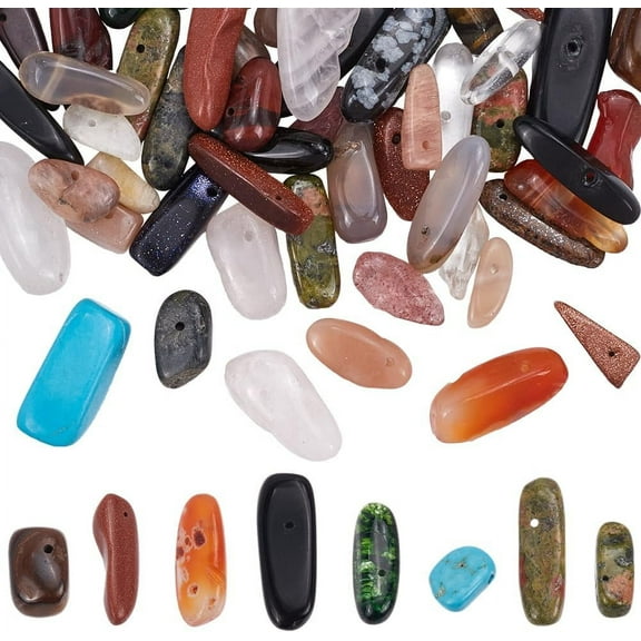 1 Box 16 Inch/40CM Natural Gemstone Bead Strands Stone Beads Kit Assorted Irregularity Gems Loose Spacer Drilled Bead Strand