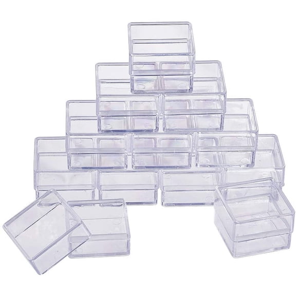 1 Box 16 Pack Square High Transparency Plastic Bead Storage Containers Box Case for beauty supplies Tiny Bead Jewerlry Findings and Other Small Items - 3cm x 3cm x 2.2cm(1.18x1.18x0.68 Inches)