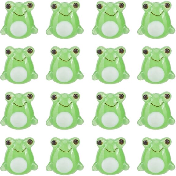 1 Box 16 Pcs Small Frog Bead Glass Frog Beads Bulk Cute 3D Cartoon Green Frogs Animals Lampwork Loose Glaze Handmade Spacer Beads for Jewelry Making Bracelets Earrings Necklaces DIY Crafts