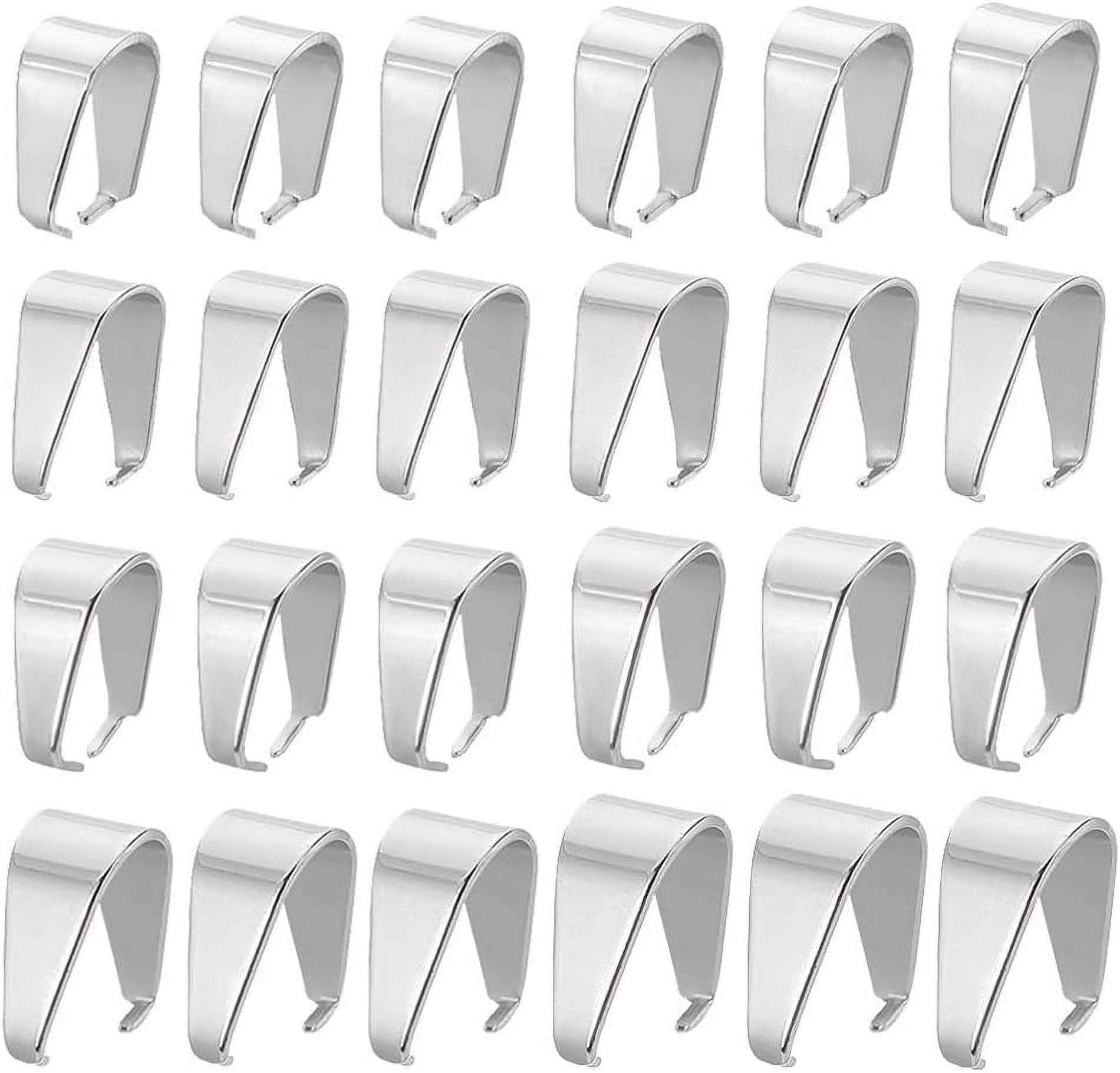1 Box 160 pcs 8 Sizes 304 Stainless Steel Snap On Bails Hook Pendant ...