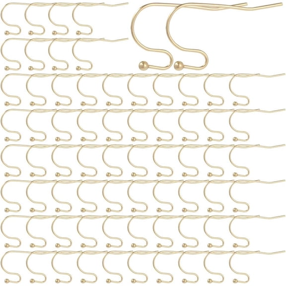 1 Box 160Pcs 18K Gold Plated Earring Findings French Earring Hooks Fish Hook Ear Wires French Ear Wires for Jewelry Making Accessories DIY Handmade Craft for DIY