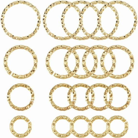 1 Box 160Pcs 4 Styles Twist O Ring Open Jump Rings Bulk Real 18K Gold Plated Brass Metal Linking Open Round Circle Connectors Ring for Jewelry Making Bracelet Necklaces DIY Crafts Supplies