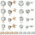 thumbnail image 1 of 1 Box 160Pcs 4mm 5mm 6mm 8mm Rhinestone Earring Post Stud Earring with Loop 160Pcs Brass Butterfly Ear Backs Alloy Earring Posts Findings for Jewelry Making Supplies DIY Dangle Earrings Colorful, 1 of 9