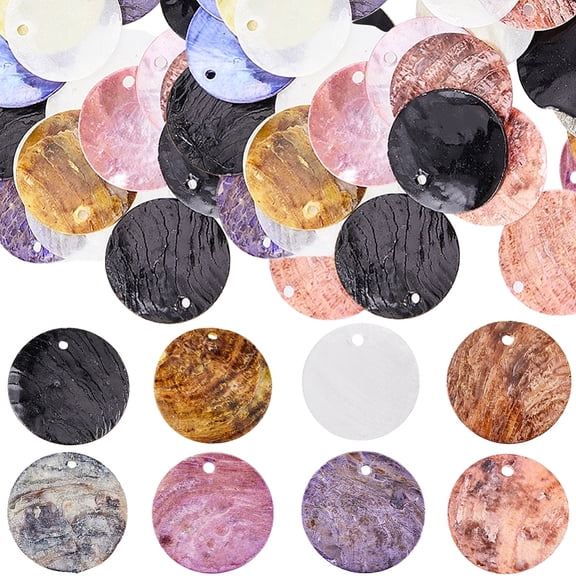 1 Box 160Pcs 8 Colors 20mm Natural Shell Charms Bulk Shells Pendants Mussel Seashell Beads Colorful Mother of Pearl Flat Round Coin Charms for